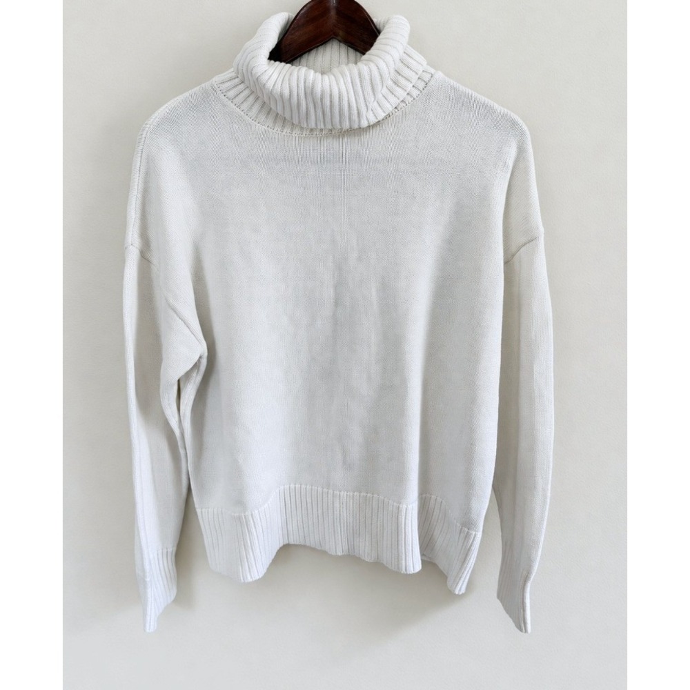 Gap Women's 100% Cotton Cream Knit Relaxed Fit Turtleneck Sweater Size M